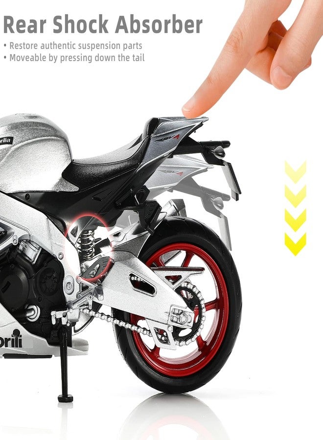 Risopen 1:12 Motorcycle Model for Aprilia RSVA RR1000 Metal Die-cast with Plastic Motorcycle Model No Assembly Required Mini Finished Moto Gift for Adult（Silver） - Image 5